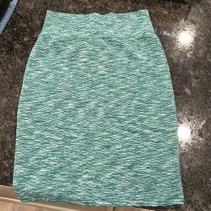 Teal and white waffle texture pencil skirt by Lularoe